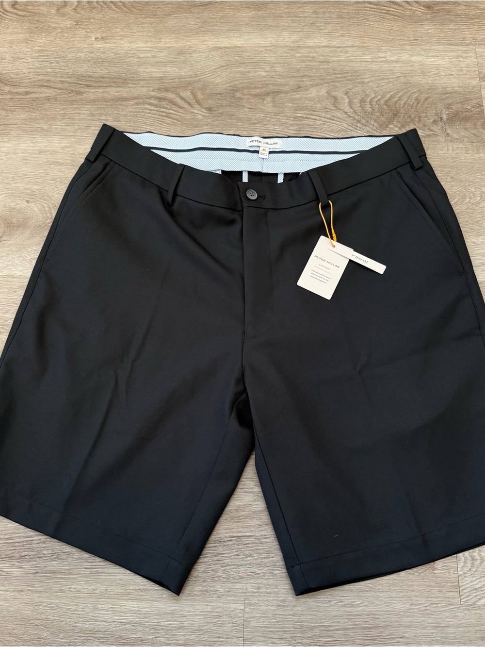 NWT Peter Millar Men's Size 35 Black Salem Performance Golf Shorts Classic Fit